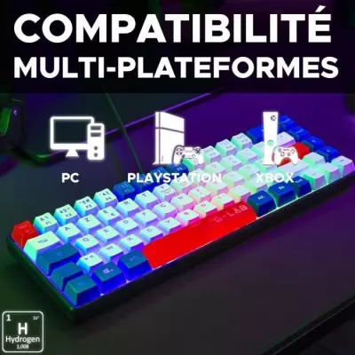 Clavier Gamer Compact rétroéclairé - G-Lab KEYZ HYDROGEN