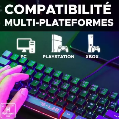 Clavier Gamer compact rétroéclairé - The G-Lab KEYZ HYDROGEN