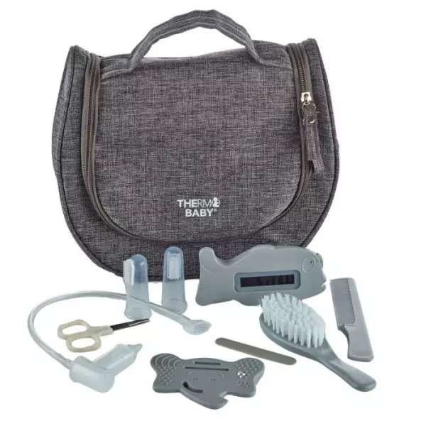 Trousse de toilette THERMOBABY - avec accessoires - gris chiné