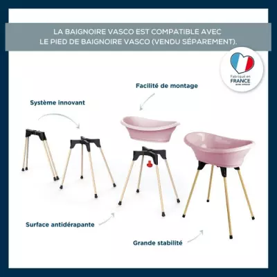 Baignoire Vasco - rose poudré, Made in France