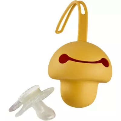 Attache-sucette THERMOBABY jaune miel doux et sans BPA - 26x20x1 cm