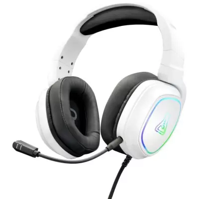 Casque Gamer Filaire - The G-Lab KORP RADIUM - Microphone RGB - Blanc