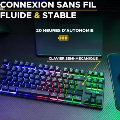 Clavier Gamer Sans Fil - The G-Lab KEYZ CAESIUM TKL - Noir