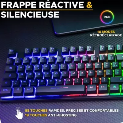 Clavier Gamer Sans Fil - The G-Lab KEYZ CAESIUM TKL - Noir