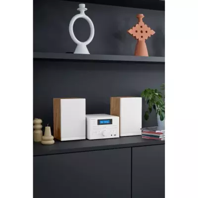 Microchaîne Thomson COSY MIC121BT - Lecteur CD, Bluetooth, Radio FM, MP3, USB - Bois et Blanc
