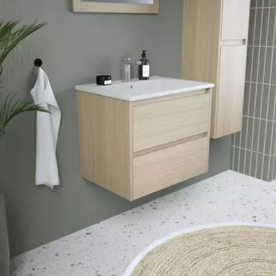 Ensemble salle de bain 60 cm: Vanity, vasque, miroir & colonne