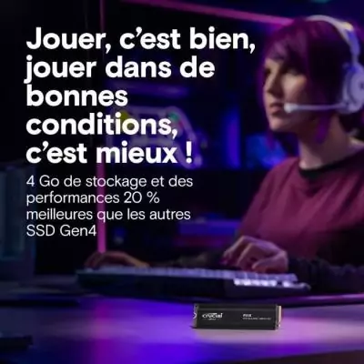 CRUCIAL - P310 - Disque SSD Interne - 2TB - Gen4 - NVMe M.2 - Jusqu'a 7100 Mo/s