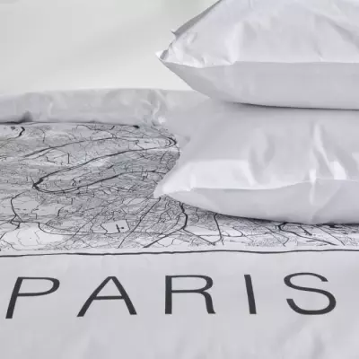 Parure de lit TODAY JAVA 240x220cm - Imprimé Paris - Blanc