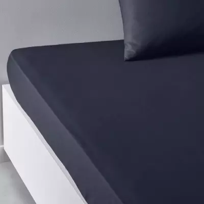 Drap housse TODAY Essential 140x200+30 cm - 100% Coton uni - Navy