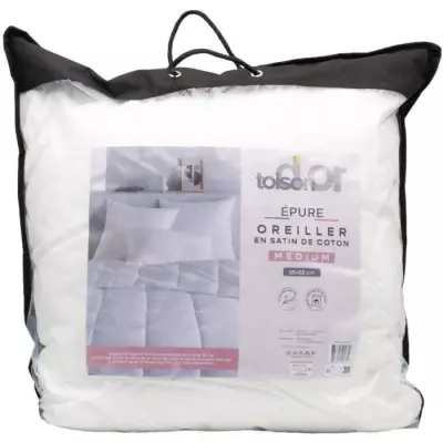 Oreiller TOISON D'OR Epure Confort médium Blanc - 65x65 cm