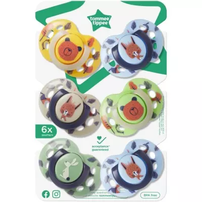 Sucettes TOMMEE TIPPEE Fun pour bébé - Lot de 6
