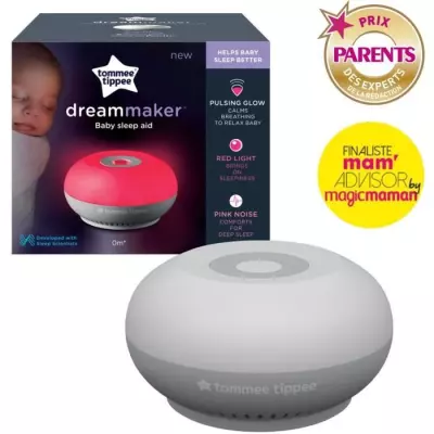 Veilleuse dreammaker avec CrySensor: lumière rouge, bruit rose