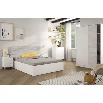 Armoire TOP Blanc Artik & Chene Nodi - L200 x H121 cm