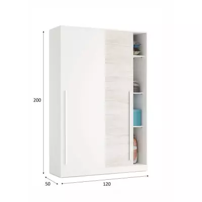 Armoire TOP Blanc Artik & Chene Nodi - L200 x H121 cm