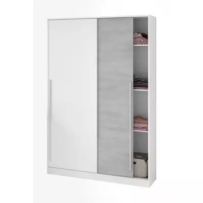 Armoire TOP - Décor blanc artik et blanc vehlo - 2 Portes coulissantes