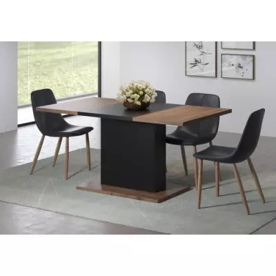 Table à manger KENDO 6 personnes - Chêne ambré et noir - L160 x P80 x H76 cm