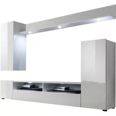 Ensemble meuble TV DOS - Éclairage LED inclus - Design moderne - L208 x P33 x H165 cm