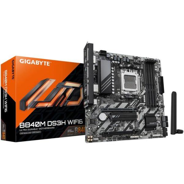 Carte mere - GIGABYTE - B840M DS3H WF6 - Format Micro-ATX - Chipset AMD B840 - DDR5 & PCIe 5.0 - WiFi 6