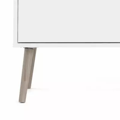 Buffet contemporain en bois massif blanc/chêne - 3 portes/3 tiroirs