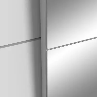 Armoire 2 portes coulissantes + miroir blanc mat - Plus responsable - Label FSC® 100% - L 170,3 x P 61,2 x H 190,5 cm