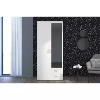 Armoire VARIA - Blanc & Miroir - Fabriquée en France