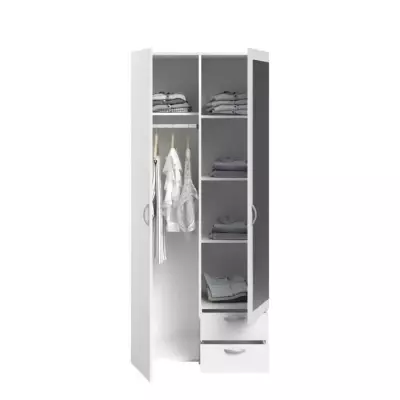 Armoire VARIA - Blanc & Miroir - Fabriquée en France