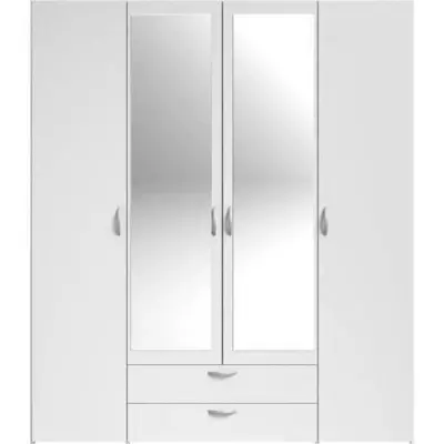 Armoire VARIA - 4 portes battantes - Décor blanc