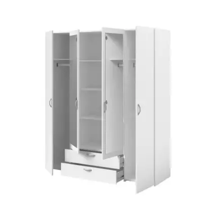 Armoire VARIA - 4 portes battantes - Décor blanc