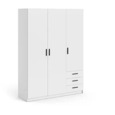 Armoire VEGA blanche - 3 portes + 3 tiroirs - Design élégant