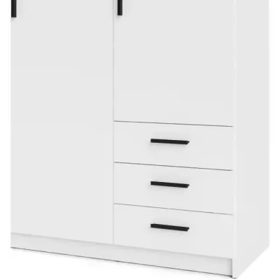 Armoire VEGA blanche - 3 portes + 3 tiroirs - Design élégant