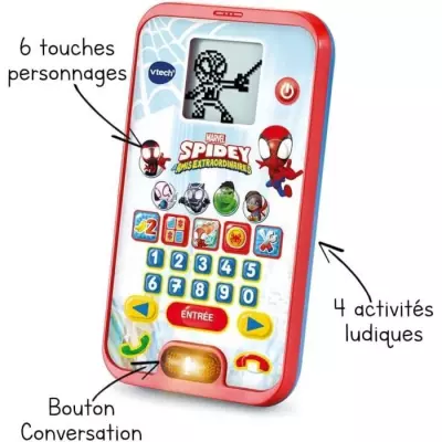 VTECH - SPIDEY Le Smartphone Éducatif - Rouge - Enfant - 3 ans