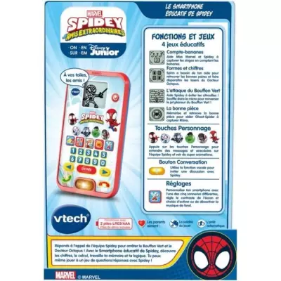 VTECH - SPIDEY Le Smartphone Éducatif - Rouge - Enfant - 3 ans