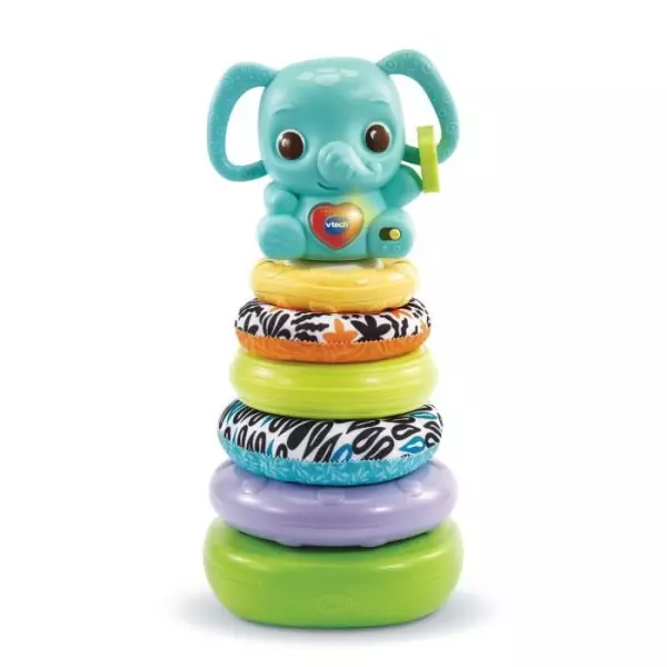 VTECH BABY - Play Green - Nino, Éléphanteau Empilo 3 en 1 (Plastique Bio Sourcé)