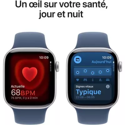 Montre Apple Watch Series 10 GPS 42mm - Silver Aluminium - Bracelet Denim Sport Band