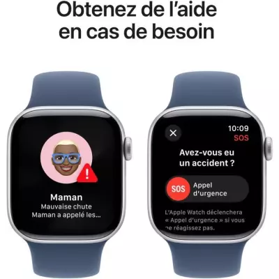 Montre Apple Watch Series 10 GPS 42mm - Silver Aluminium - Bracelet Denim Sport Band