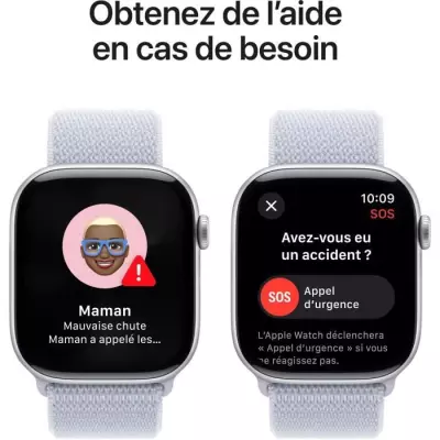 Apple Watch Series 10 GPS - Boîtier Silver Aluminium - Blue Cloud Sport Loop