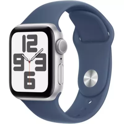 Montre Apple Watch SE GPS 40mm Argent Aluminium avec Bracelet Denim Sport Band - S/M