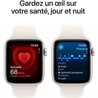 Montre Apple Watch SE GPS 44mm Starlight Aluminium - Bracelet Sport Band - M/L