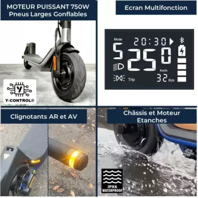 Trottinette électrique 100a sport - 750W - 10'' - 55km - Connectée