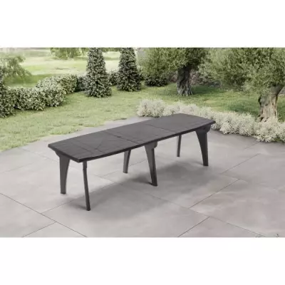 Table de jardin pliante Lipari 2 - 8 a 10 places - Gris anthracite - Pratique et polyvalente