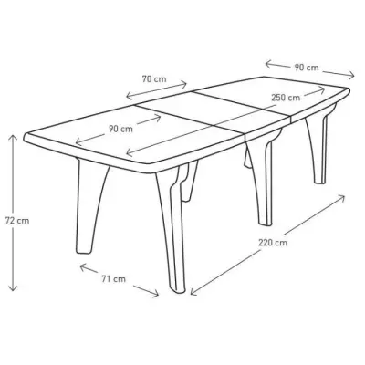 Table de jardin pliante Lipari 2 - 8 a 10 places - Gris anthracite - Pratique et polyvalente