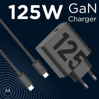 Chargeur - MOTOROLA - Moto charger - 125 W - Charge rapide - USB-C vers USB-C - Câble 1 m - Noir