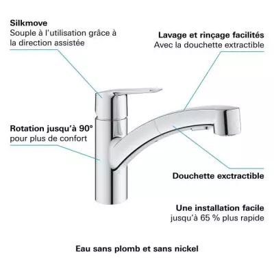 Robinet de cuisine GROHE QUICKFIX avec douchette extractible