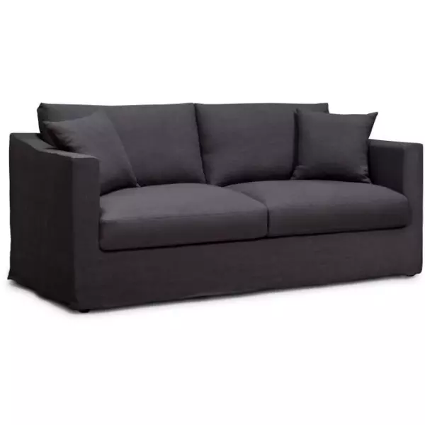 Canapé convertible - 3 places - MALTE - Tissu Gris Anthracite - 187 x 97 x 86 cm - HEXAGONE