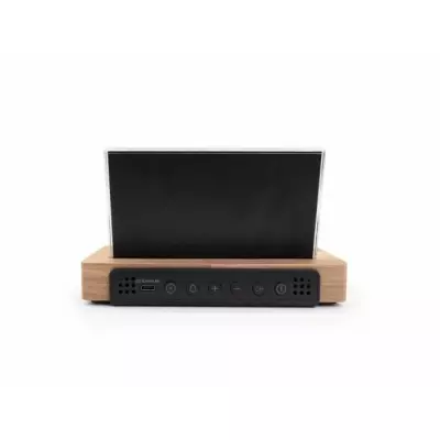 Réveil station météo THOMSON - Bois foncé - Double alarme, USB-C