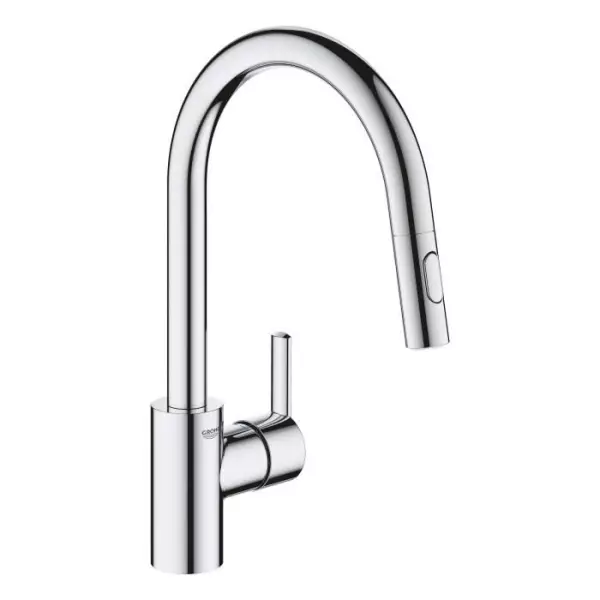 GROHE Robinet de cuisine évier Feel, douchette extractible, rotation 360°, bec en U, inverseur 2 jets, mitigeur cuisine 314860