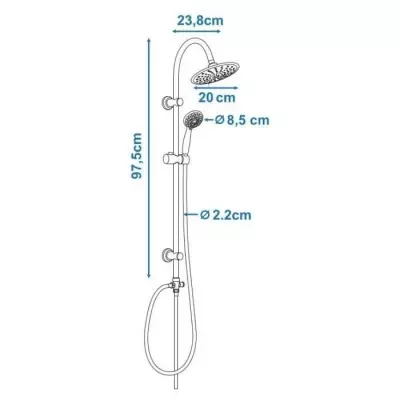 Colonne de douche design Dunedin chrome - 30x8x103 cm