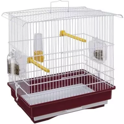 Cage GIUSY pour oiseaux rouge et blanc - Spacieuse et colorée