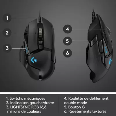 Souris gamer filaire Logitech G502 Hero - Noir