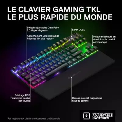 Clavier Steelseries APEX PRO TKL SANS FIL - Design Compact et Performant